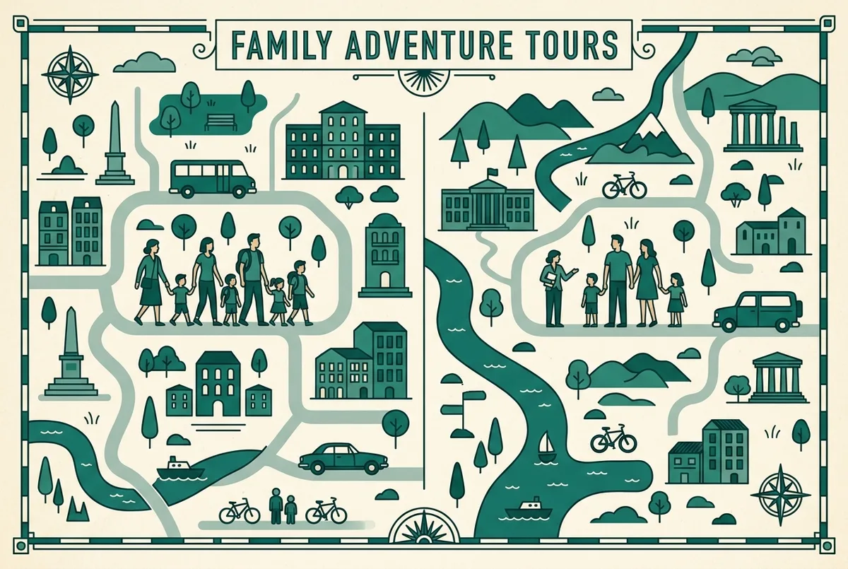 Carte illustrée des trois zones du Louvre les plus adaptées à une visite en famille avec enfants
