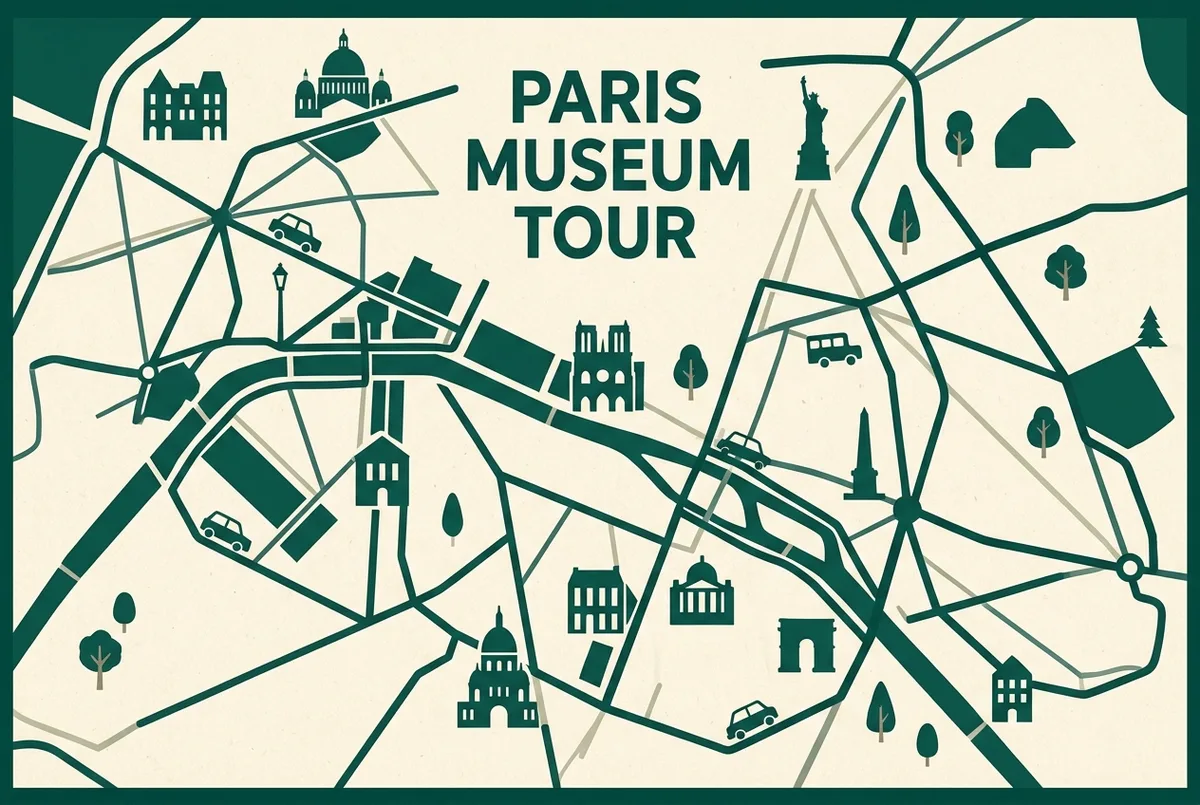 Plan simplifié du musée du Louvre indiquant le trajet le plus court vers les œuvres les plus visitées