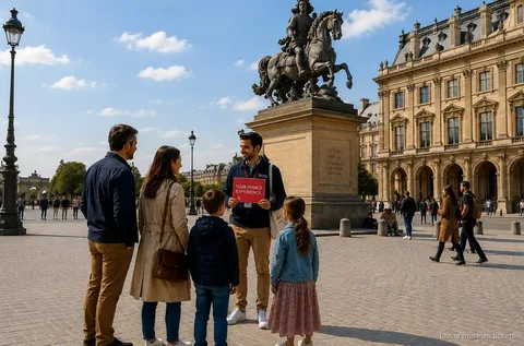 Famiglia con bambini in un tour guidato privato del Louvre con ingresso riservato
