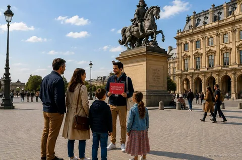 Família amb nens en una visita guiada familiar al Museu del Louvre amb entrada reservada
