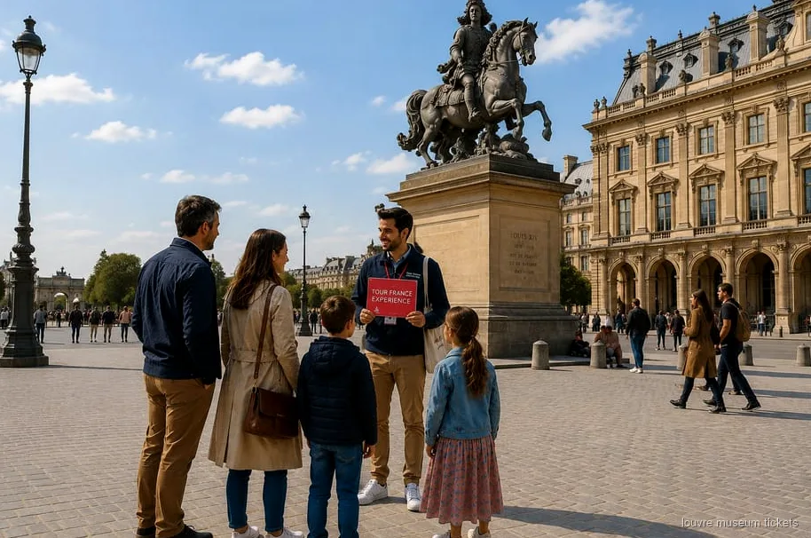 Família amb nens en una visita guiada familiar al Museu del Louvre amb entrada reservada